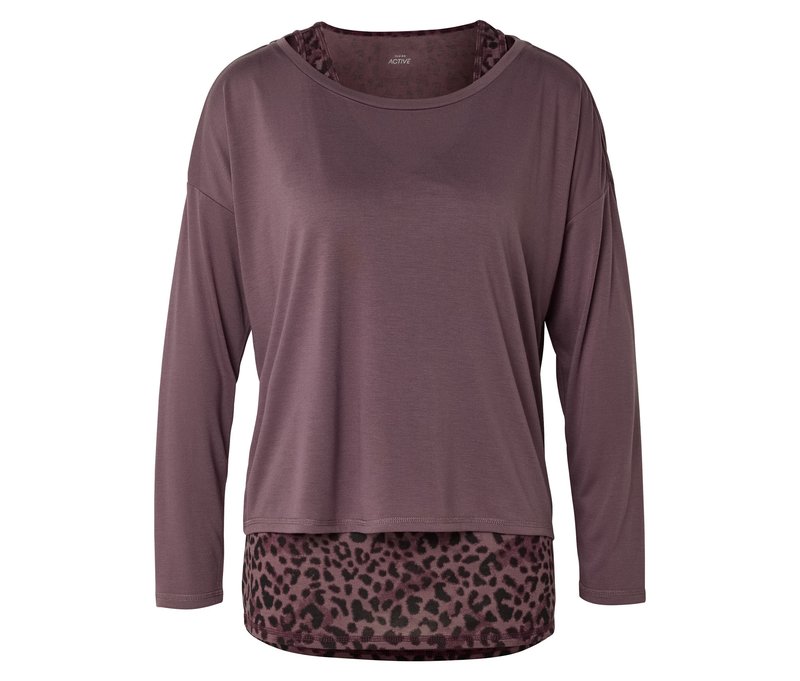 Tchibo - 2-in1-Sportshirt - Damen - Gr. L - schwarz/print