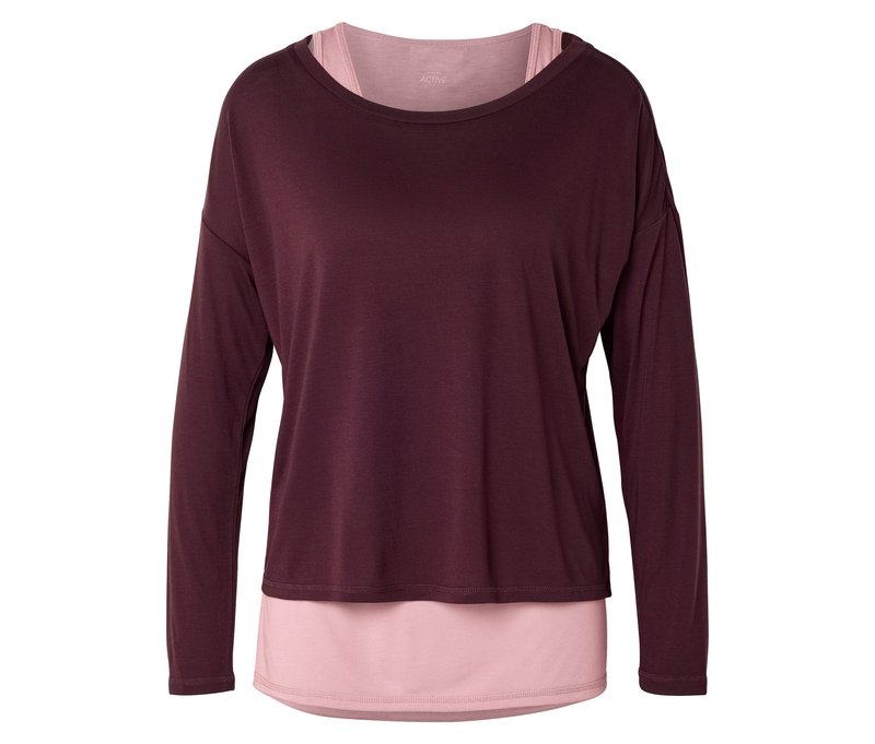 Tchibo - 2-in1-Sportshirt - Damen - Gr. S - weinrot
