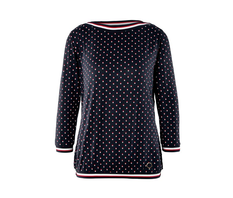 Tchibo - Blusenshirt mit 3/4-Arm - Damen - Gr. S - dunkelblau/gepunktet