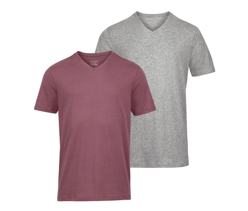 Tchibo - 2 T-Shirts mit V-Ausschnitt - Herren - Gr. M - hellgrau
