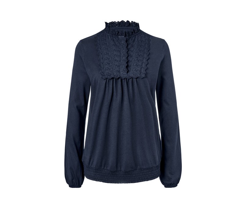 Tchibo - Blusenshirt mit Lochstickerei - Damen - Gr. M - dunkelblau