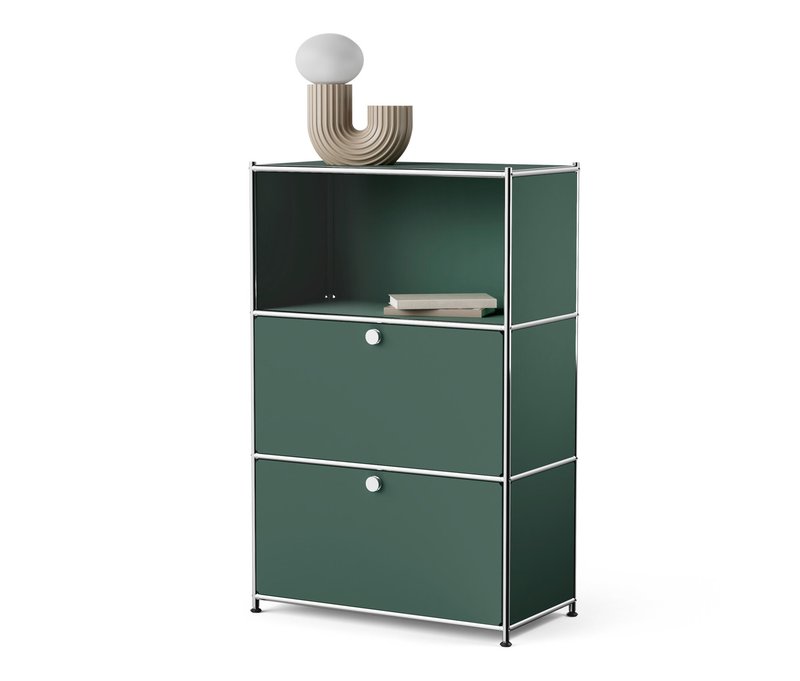 Tchibo - Kommode Metall »Cn3« mit zwei Klappenfächern - 77x40x120,5cm - olivgrün -