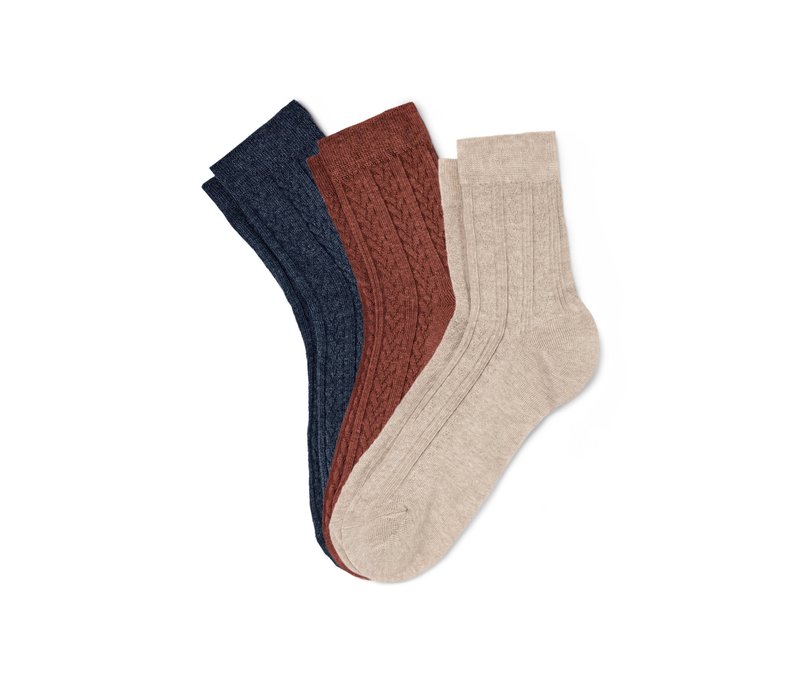 Tchibo - 3 Paar Socken mit Zopfmuster - Damen - Gr. 35-38 - dunkelblau