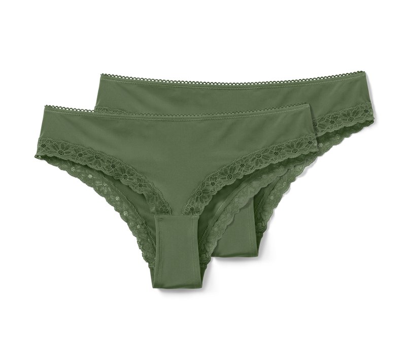 Tchibo - 2 Brazilslips - Damen - Gr. XL - olivgrün