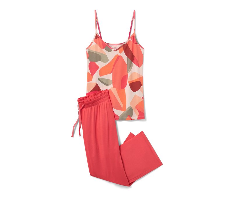 Tchibo - Pyjama in 7/8-Länge - Damen - Gr. XL - rot
