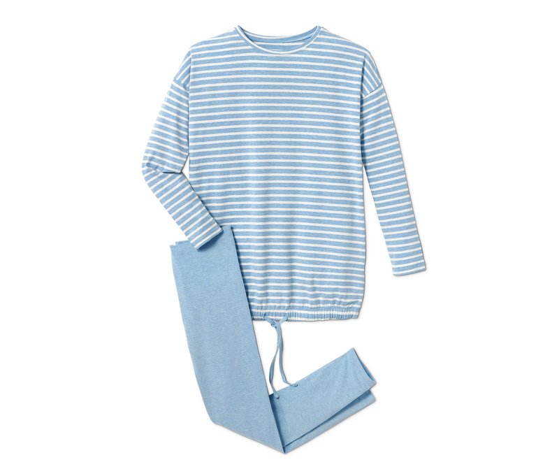 Tchibo - Mädchen Pyjama - Mädchen - Gr. 122/128 - hellblau/gestreift