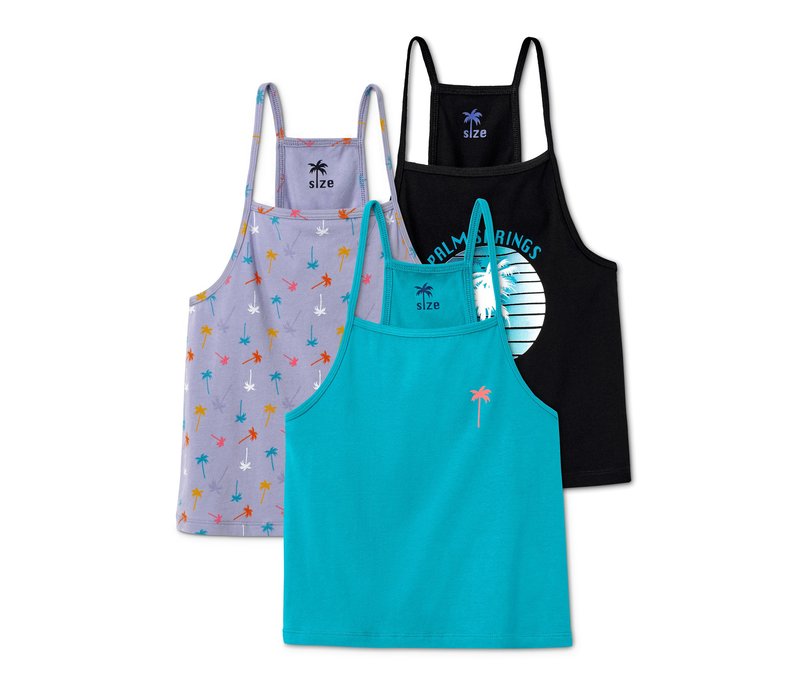 Tchibo - 3 Tops - Mädchen - Gr. 146/152 - hellblau/print