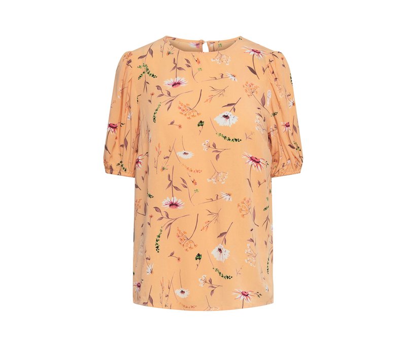 Tchibo - Blusenshirt - Damen - Gr. 34 - apricot/geblümt
