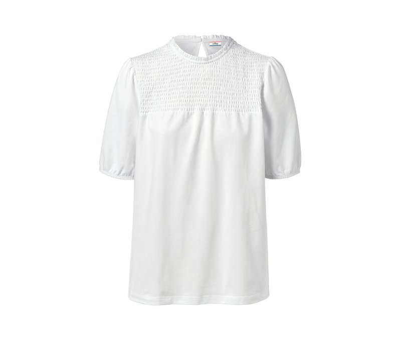 Tchibo - Shirt mit gesmoktem Einsatz - Damen - Gr. L - weiß
