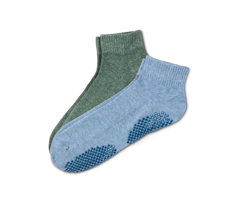 Tchibo - 2 Paar Yogasocken - Damen - Gr. 35-38 - dunkelgrün