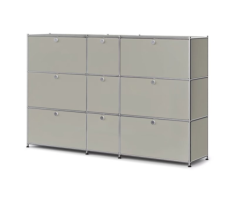 Tchibo - Kommode Metall »Cn3« mit 9 Klappenfächern - 190x40x120,3cm - taupe -