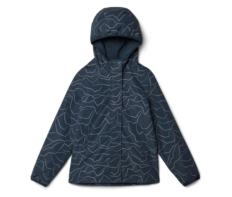 Tchibo - Kinder-Thermo-Regenjacke mit reflektierendem Print - Gr. 146/152 - silber/print