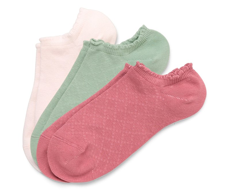 3 Paar Sneakersocken mit Ajour-Muster - Damen - Gr. 35-38 - grün