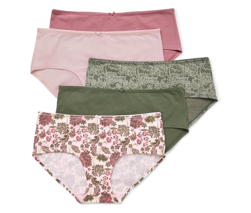 Tchibo - 5 Pantys - Damen - Gr. L - khaki/geblümt
