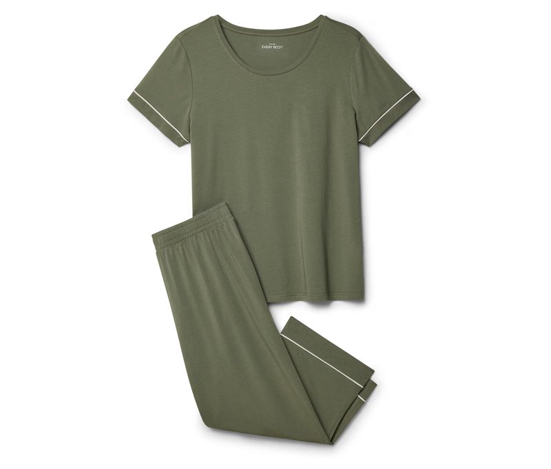 Tchibo - 3/4-Pyjama-Set - Damen - Gr. S - khaki
