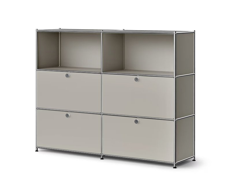 Tchibo - Sideboard Metall »Cn3« mit 4 Klappenfächern - 152x40x120,3cm - hellgrau -