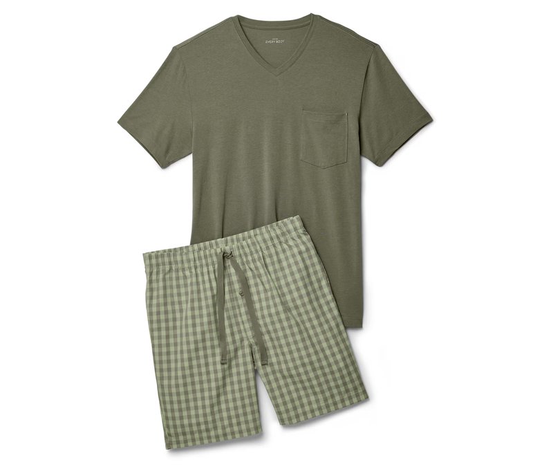 Tchibo - Shorty-Pyjama-Set - Herren - Gr. XL - grün/kariert