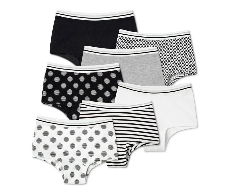 Tchibo - 7 Mädchen-Pantys - Gr. 122/128 - schwarz/gepunktet