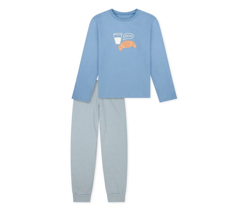 Schiesser Kinder-Pyjama - Mädchen - Gr. 140 - blau/print