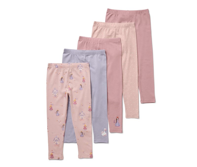 Tchibo - 5 Kinder-Leggings - Kinder - Gr. 110/116 - creme/print