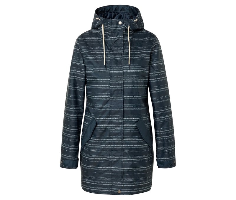 Tchibo - 3-in-1-Regenmantel »DryProof™« - Damen - Gr. 42 - dunkelblau/gestreift