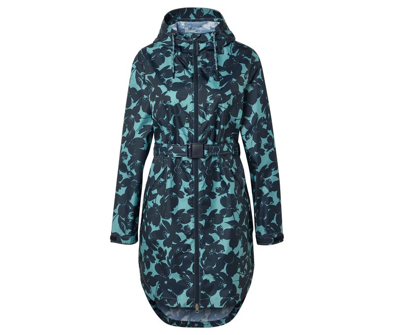 Tchibo - Regenjacke - Damen - Gr. 44 - türkis/geblümt