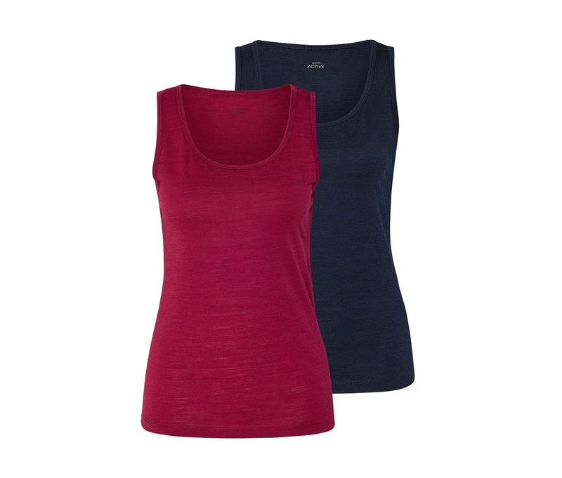 Tchibo - 2 Tops mit Merinowolle - Damen - Gr. M - dunkelblau