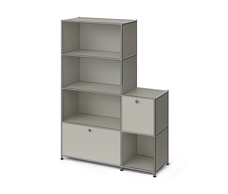 Tchibo - Regal Metall »Cn3« mit 2 Klappenfächern - 117x40x158,5cm - hellgrau -