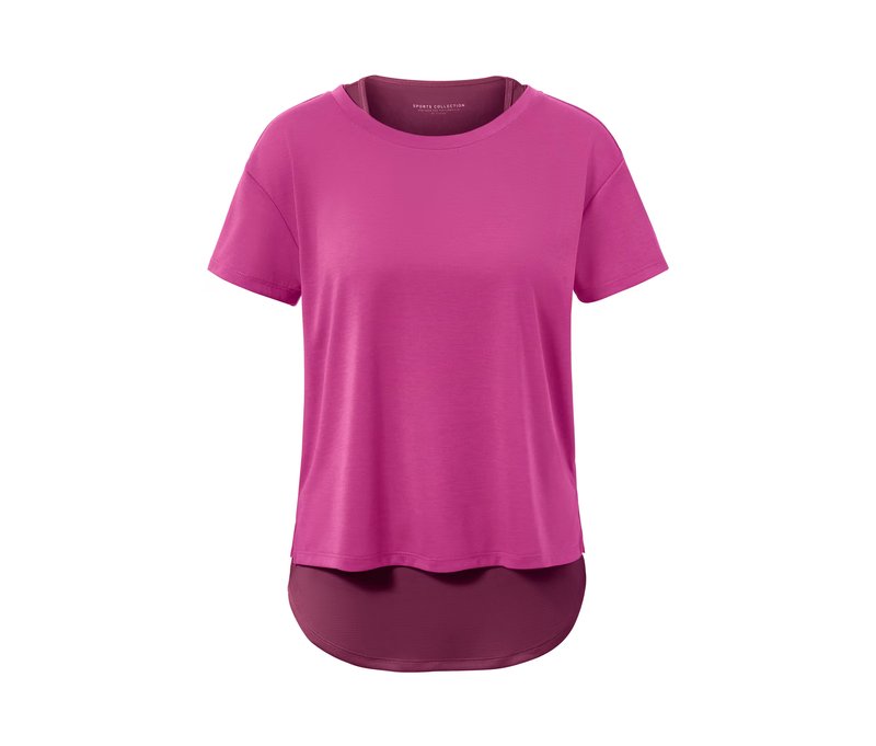 Tchibo - 2-in-1-Kurzarm-Sportshirt - Damen - Gr. XS - pink