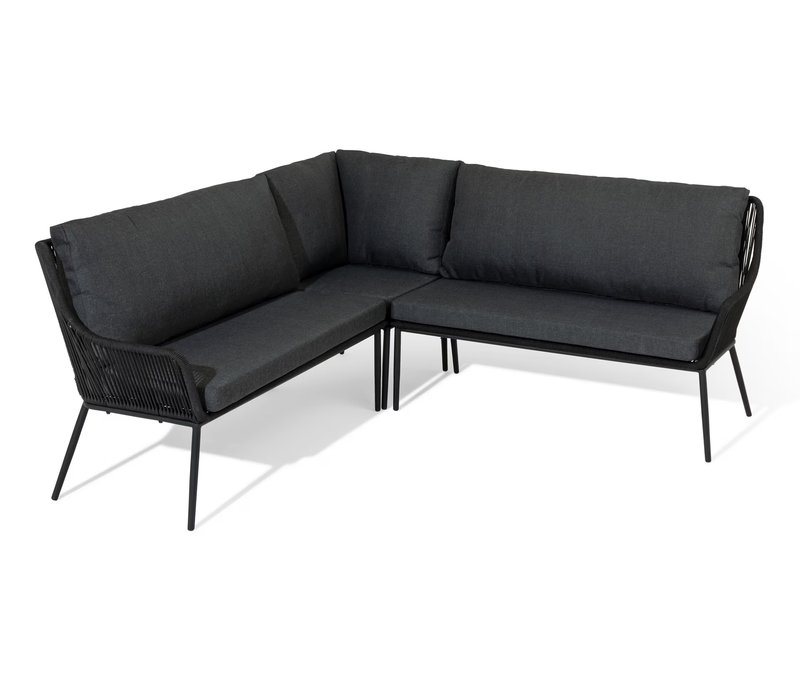 Tchibo - Lounge-Ecke mit Textilgeflecht - 208x57,5x87cm - anthrazit -