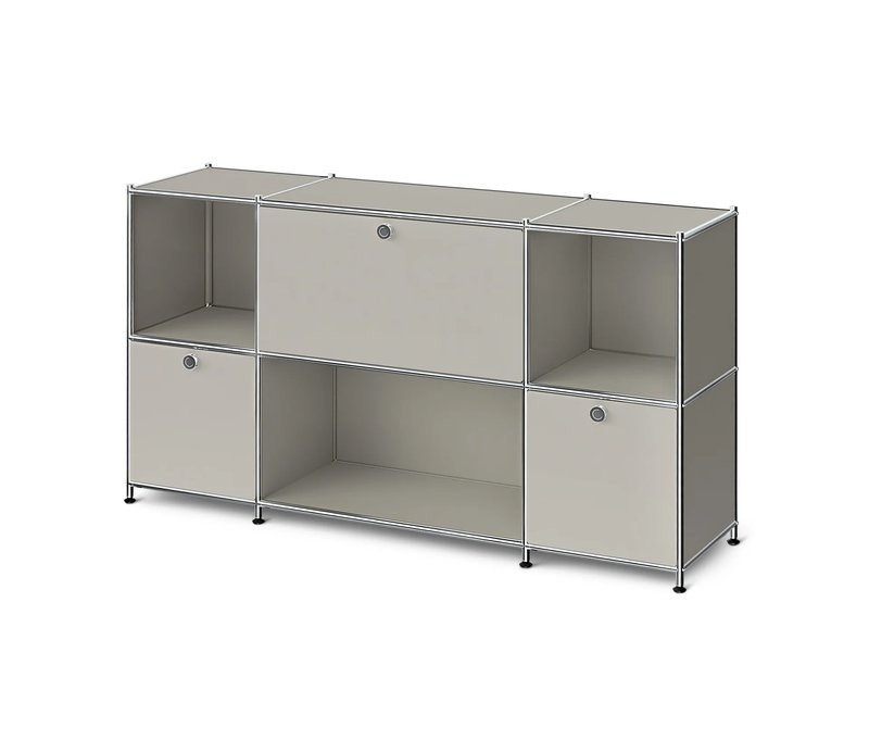 Tchibo - Sideboard Metall »Cn3« mit 3 Klappenfächern - 153x40x82,5cm - hellgrau -