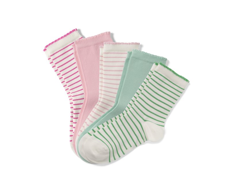 Tchibo - 5 Paar Socken - Damen - Gr. 39-42 - creme/gestreift