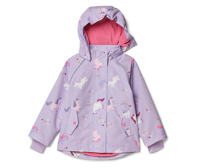 Tchibo - Kinder-Thermo-Regenjacke mit Fleecefutter - Mädchen - Gr. 122/128 - weiß/print