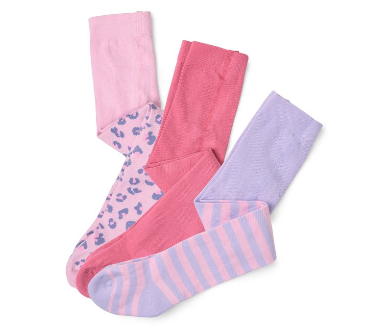 Tchibo - 3 Kinder-Strumpfhosen - Mädchen - Gr. 122/128 - lila