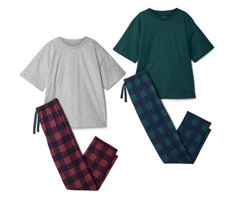 Tchibo - 2 Kinder-Pyjamas - Jungen - Gr. 170/176 - dunkelblau/kariert