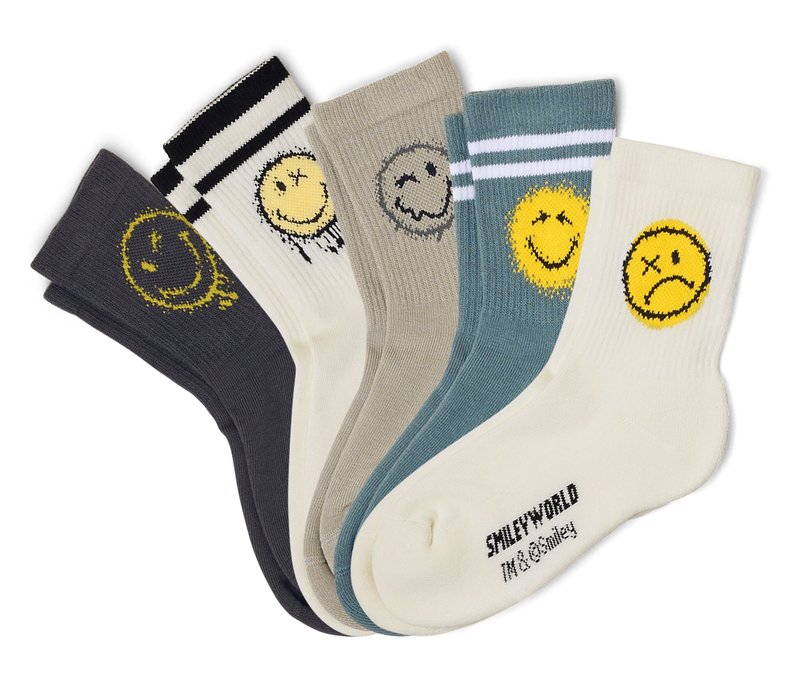 Tchibo - 5 Paar Kinder-Tennissocken Smileyworld® - Kinder - Gr. 39-42 - anthrazit/jacquard