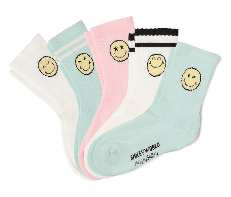 Tchibo - 5 Paar Kinder-Tennissocken Smileyworld® - Mädchen - Gr. 27-30 - schwarz/jacquard