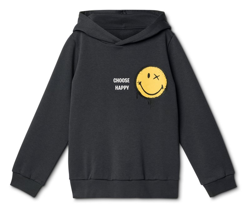 Tchibo - Kinder-Sweatshirt-Hoodie Smileyworld® mit angerauter Innenseite - Kinder - Gr. 122/128 - dunkelgrau/print