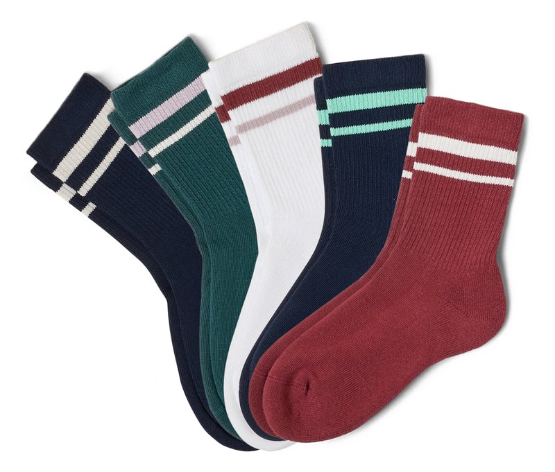 Tchibo - 5 Paar Kinder-Tennissocken - Kinder - Gr. 35-38 - bordeaux/gestreift