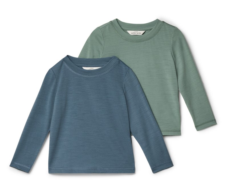Tchibo - 2 Kinder-Langarm-Shirts mit Merinowolle - Baby - Gr. 86/92 - blau