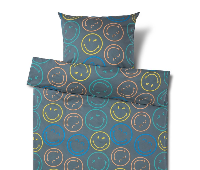 Tchibo - Kinder Renforcé-Bettwäsche Smileyworld® - petrol