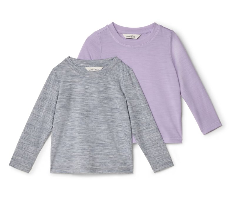Tchibo - 2 Kinder-Langarm-Shirts mit Merinowolle - Mädchen - Gr. 98/104 - lila