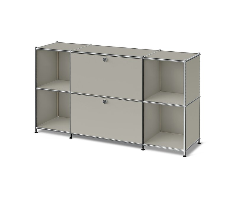 Tchibo - Sideboard Metall »Cn3« mit 2 Klappenfächern - 153x40x82,5cm - hellgrau -