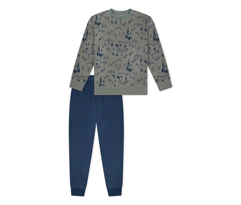 Schiesser Kinder-Pyjama mit Bündchen - Jungen - Gr. 104 - grün