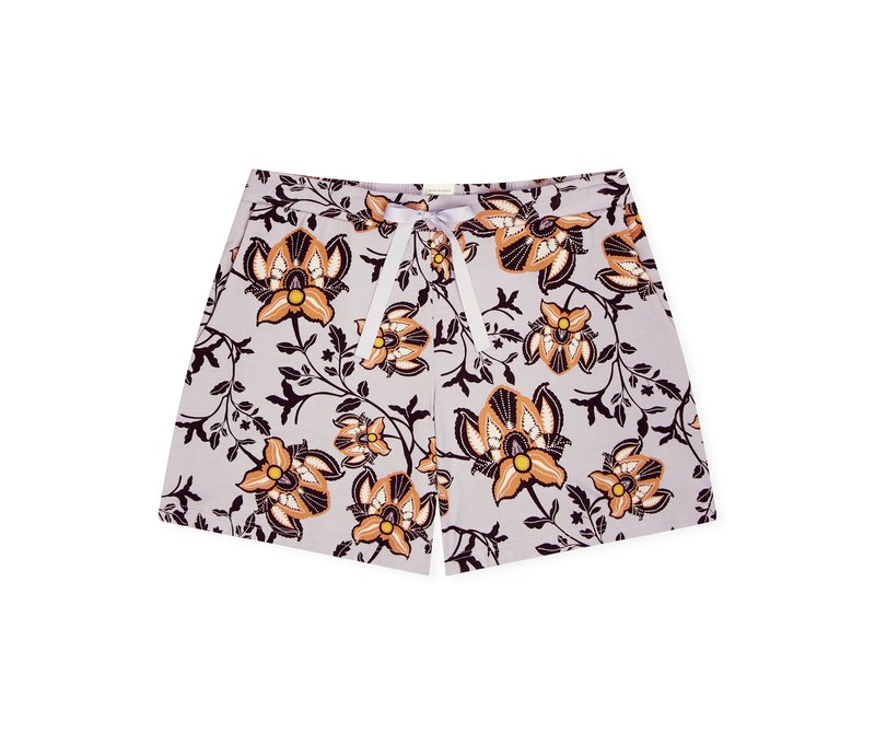 Schiesser Relaxshorts - Damen - Gr. 38 - lila/geblümt