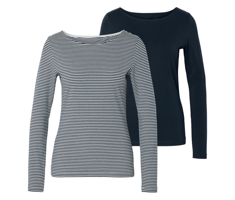 Tchibo - 2 Langarm-Shirts - Damen - Gr. S - dunkelblau