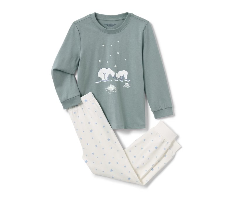 Tchibo - Kinder-Pyjama »Glow in the dark« - Kinder - Gr. 110/116 - silber/print
