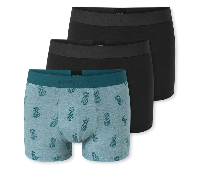 3 Schiesser Slipboxer - Herren - Gr. M/5 - schwarz/print