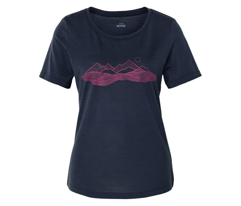 Tchibo - T-Shirt - Damen - Gr. L - dunkelblau/print