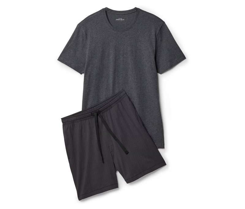 Tchibo - Shorty-Pyjama-Set - Herren - Gr. S - anthrazit/print